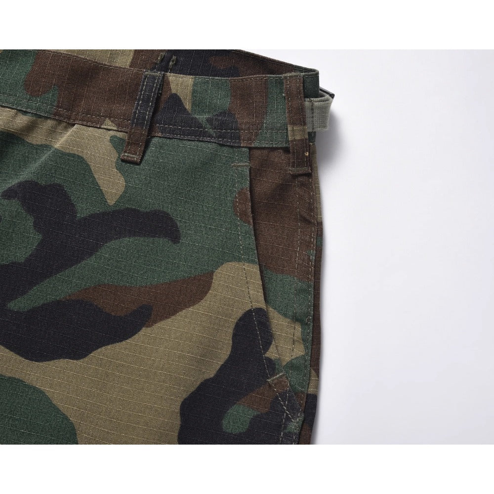 Camouflage Frayed Cropped Cargo Shorts - Thrashink