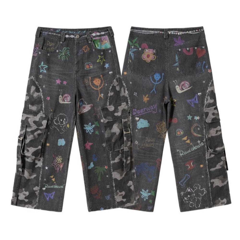 Camouflage Graffiti Cargo Pants - Thrashink