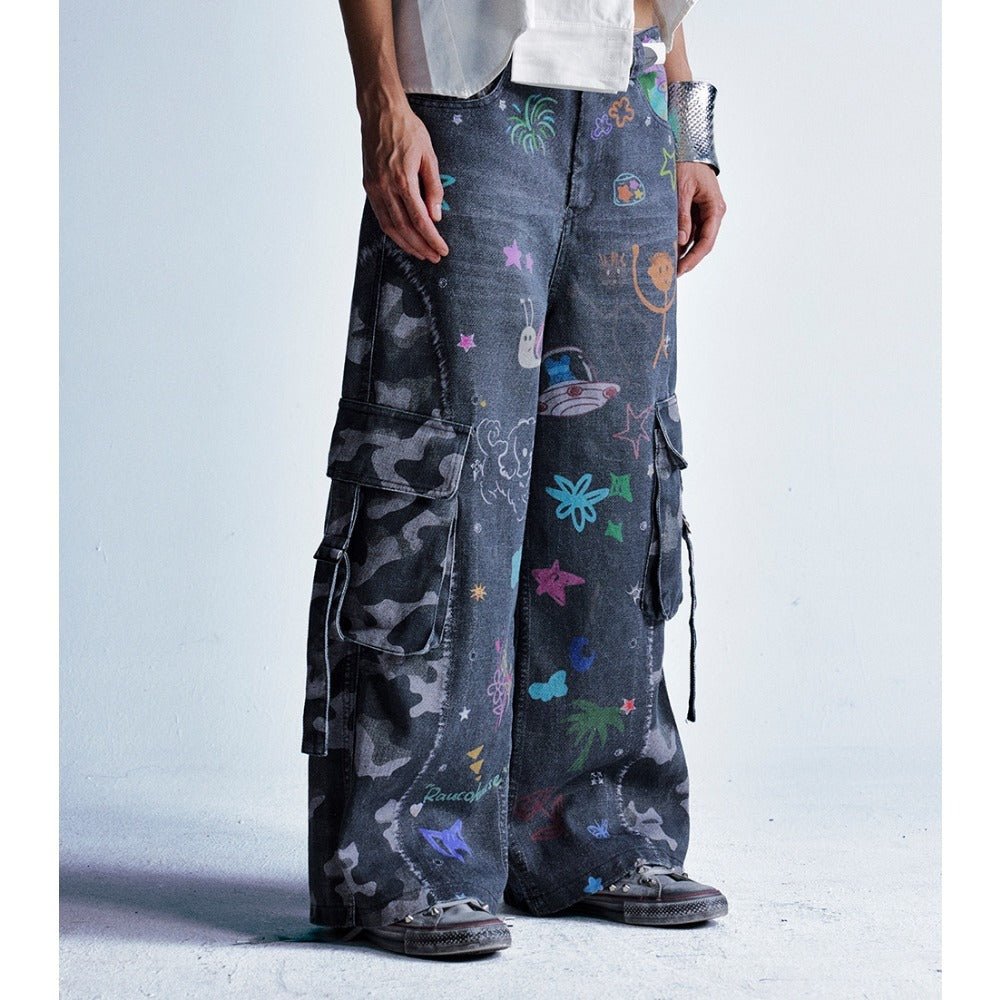 Camouflage Graffiti Cargo Pants - Thrashink