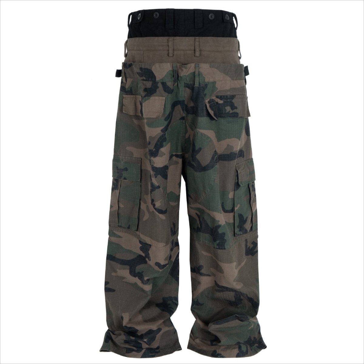 Camouflage Layered Waist Cargo Pants - Thrashink
