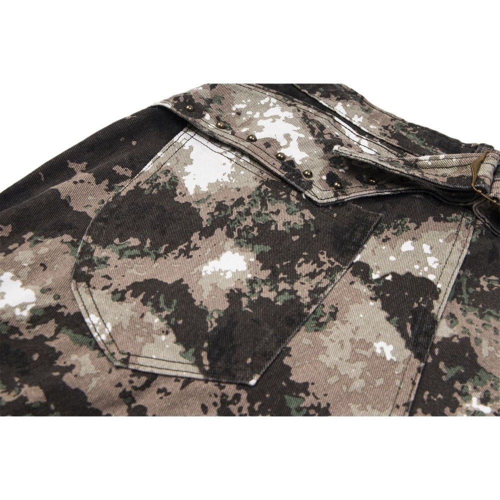 Camouflage Multi - Pocket Colorblock Cargo Pants - Thrashink