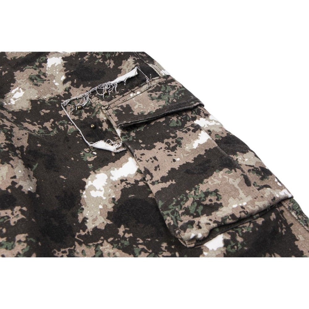 Camouflage Multi - Pocket Colorblock Cargo Pants - Thrashink