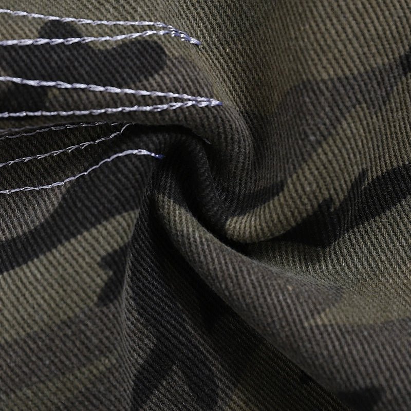 Camouflage Patchwork Distressed Jeans - Thrashink