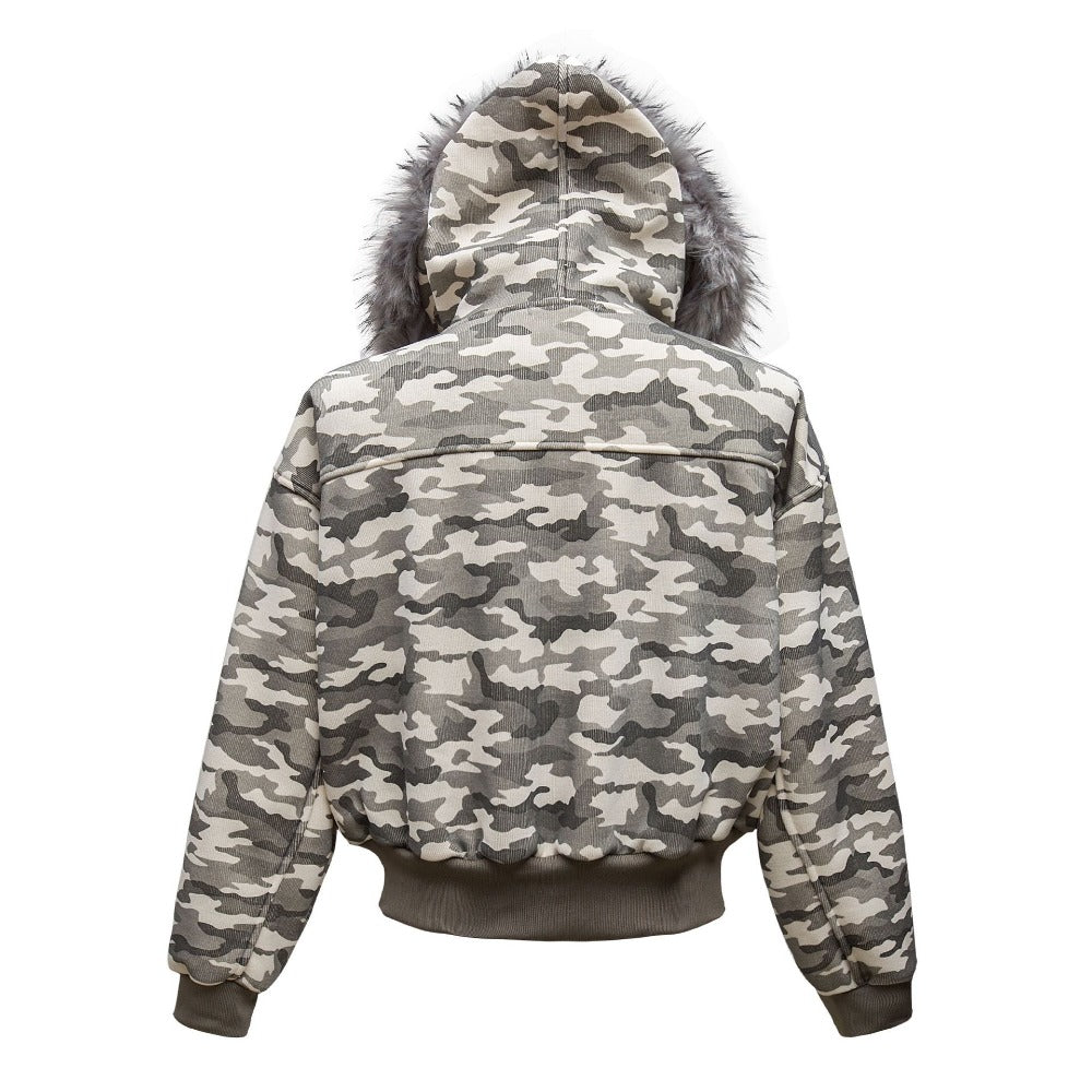 Camouflage Patchwork Fleece Collar Jacket - Thrashink