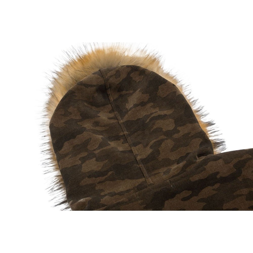 Camouflage Patchwork Fleece Collar Jacket - Thrashink