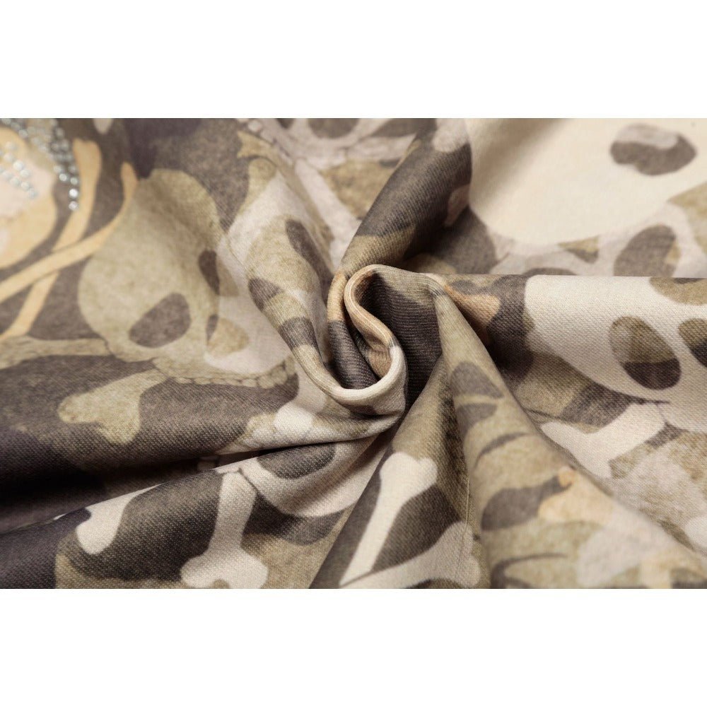 Camouflage Skull Print Fur Collar Hoodies - Thrashink