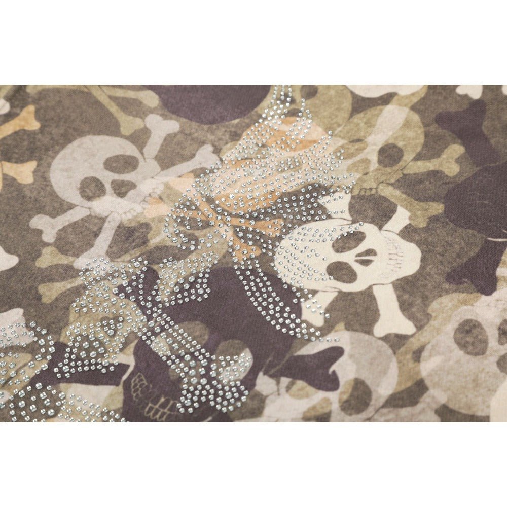 Camouflage Skull Print Fur Collar Hoodies - Thrashink