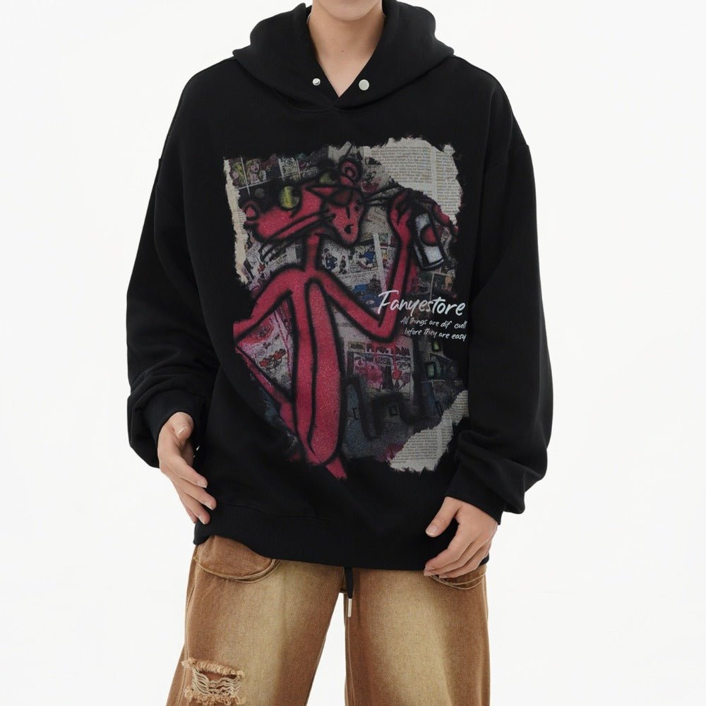Cartoon Graffiti Print Art Hoodie - Thrashink