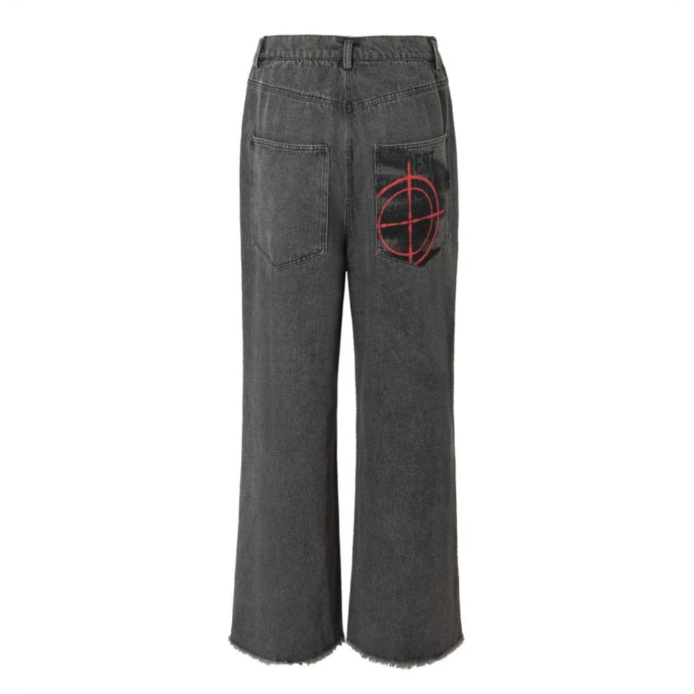 Cartoon Graffiti Print Gradient Jeans - Thrashink