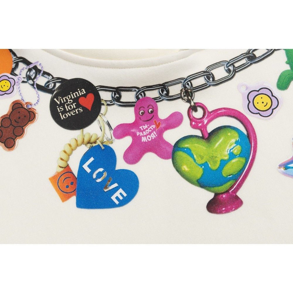 Cartoon Necklace Graffiti Print Hoodie - Thrashink