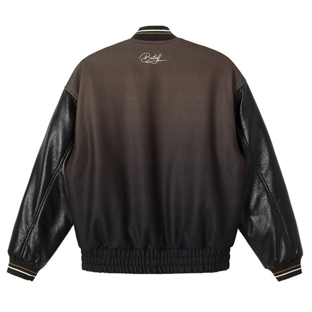 Cat Graphic Gradient Baseball Cotton Jacket - Thrashink