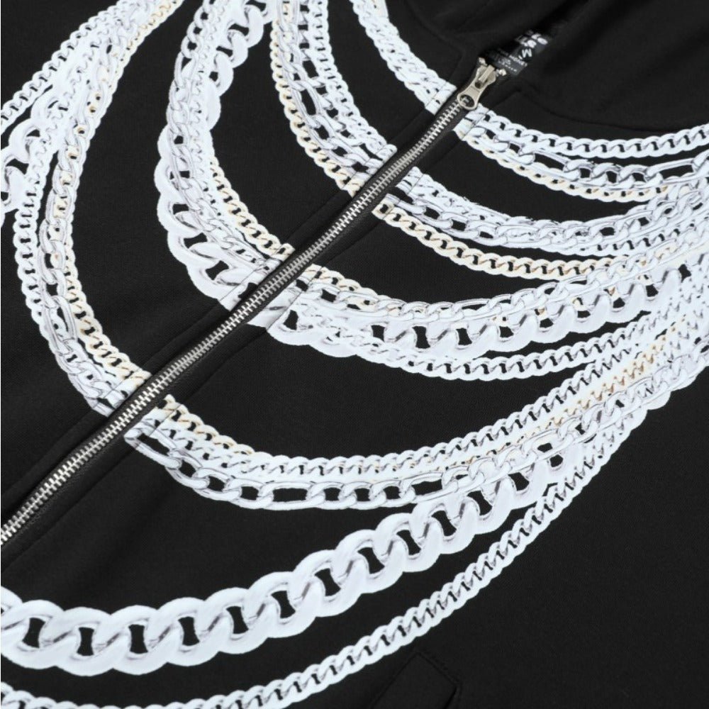 Chain Digital Print Cardigan Sweatshirt - Thrashink