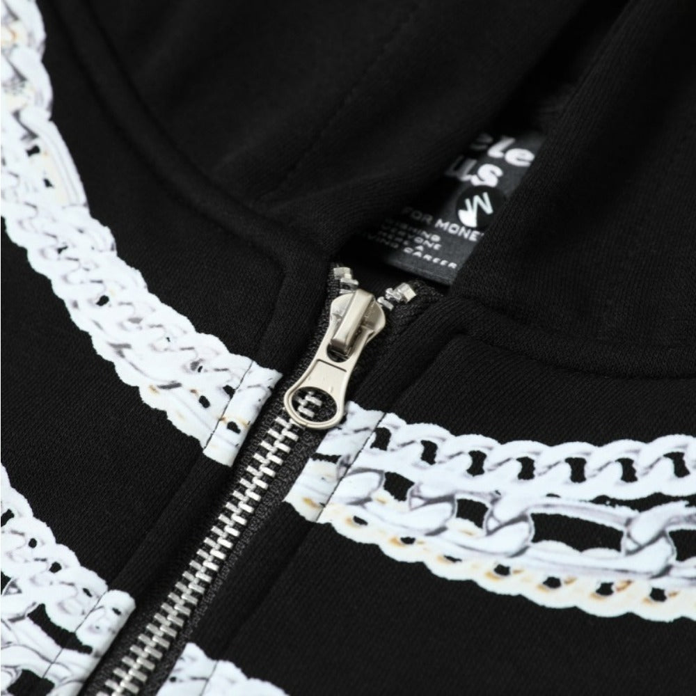 Chain Digital Print Cardigan Sweatshirt - Thrashink