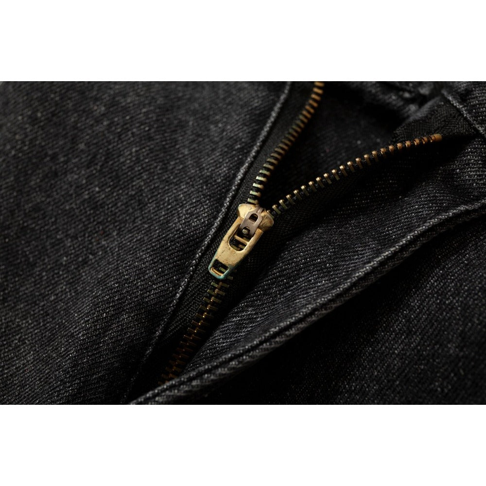 Check Print Washed Black Jeans - Thrashink