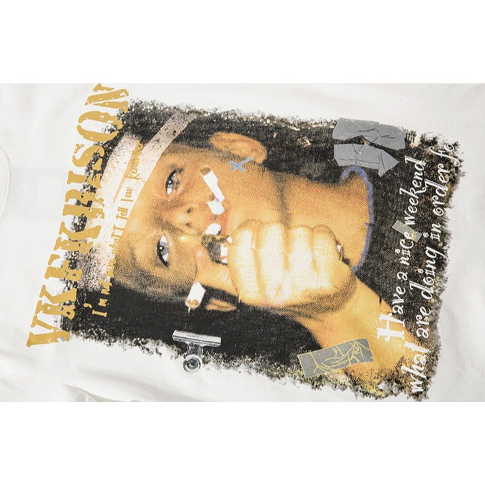 Cigarette Boy Print Short Sleeve T-Shirt - Thrashink