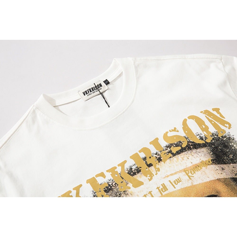 Cigarette Boy Print Short Sleeve T-Shirt - Thrashink