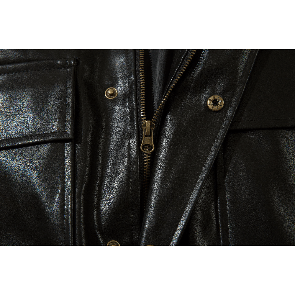 Cityloco Vintage Embroidered Leather Jacket - Thrashink