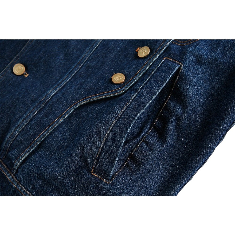 Classic Decorative Button Denim Jacket - Thrashink