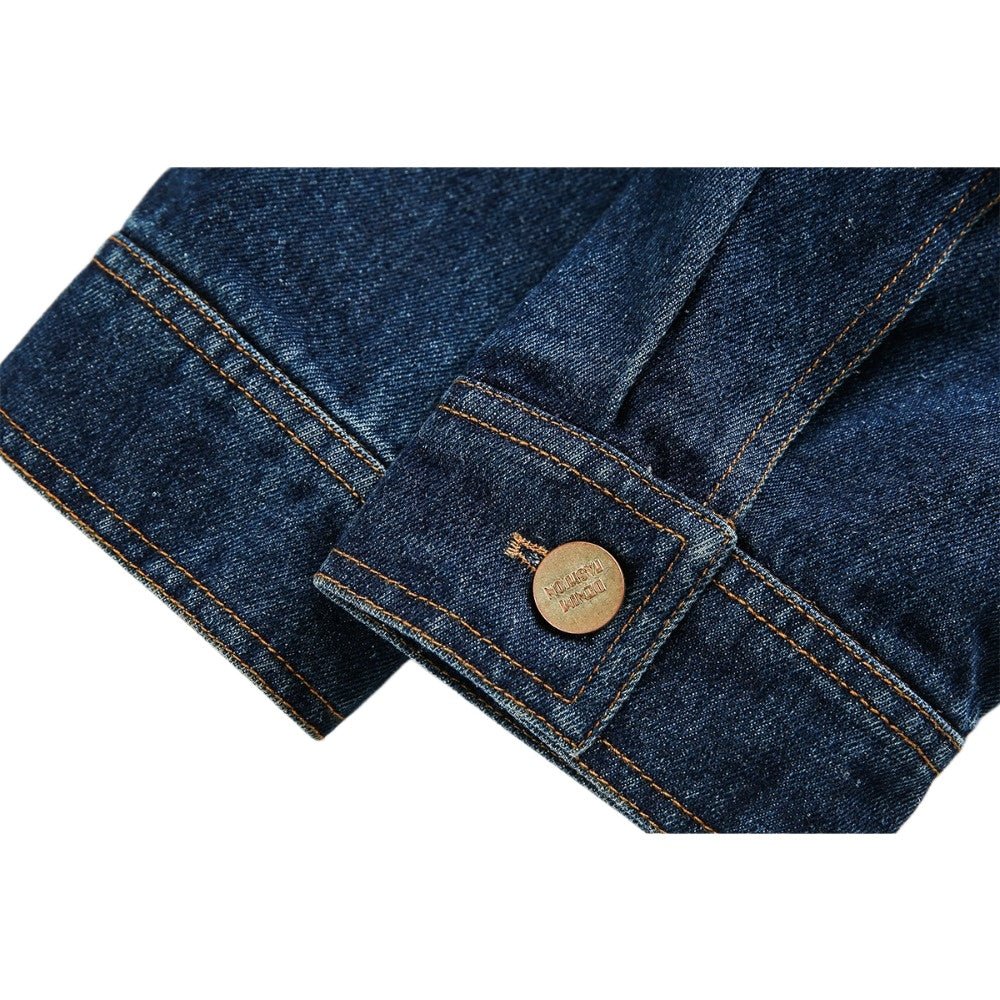 Classic Decorative Button Denim Jacket - Thrashink