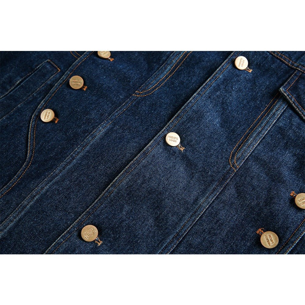 Classic Decorative Button Denim Jacket - Thrashink