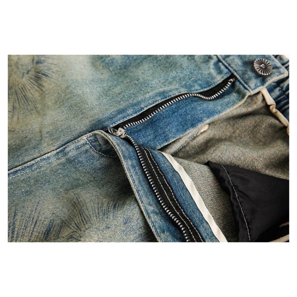 Classic Print Denim Shorts - Thrashink