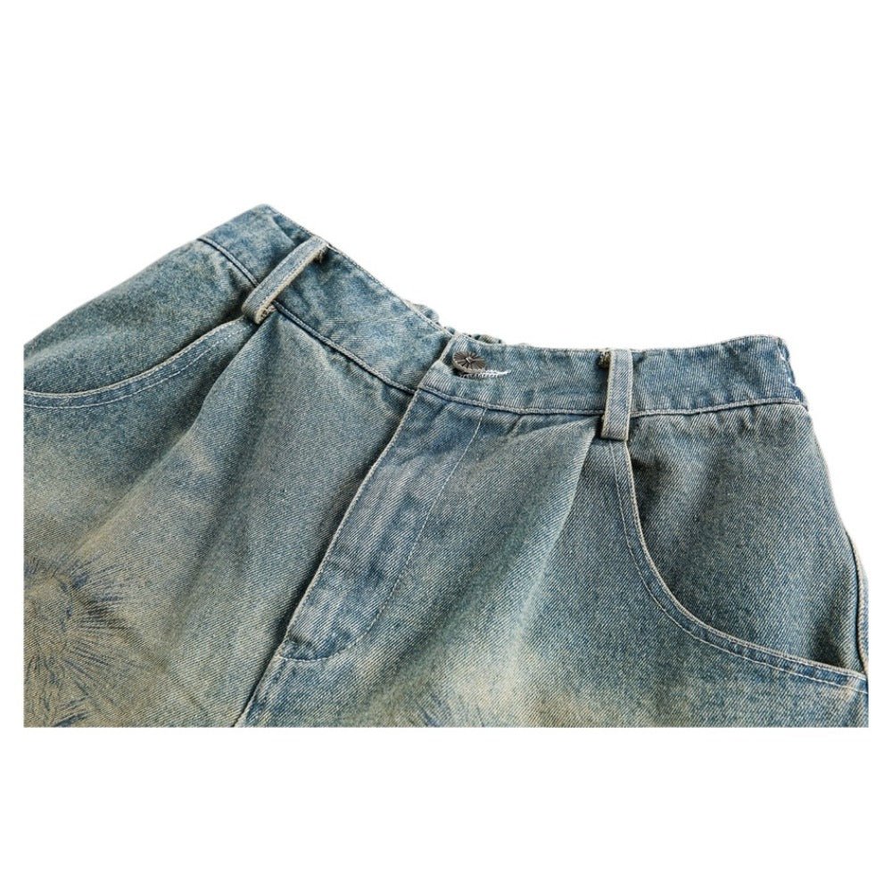 Classic Print Denim Shorts - Thrashink