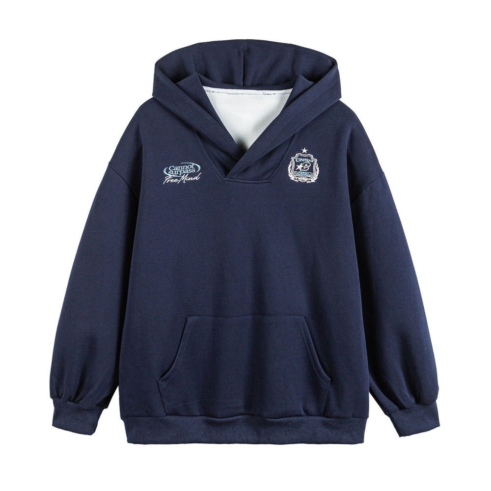 College - style Embroidered Patch Hoodie - Thrashink