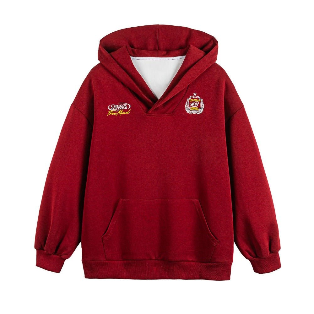 College - style Embroidered Patch Hoodie - Thrashink