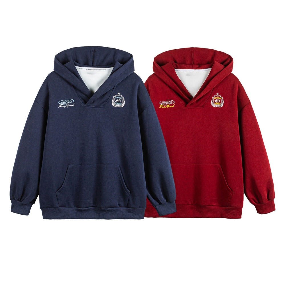 College - style Embroidered Patch Hoodie - Thrashink
