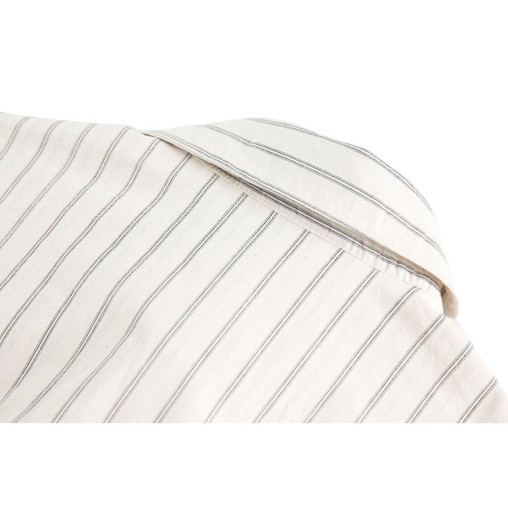 College Style Tie Medal Striped Shirt - Thrashink