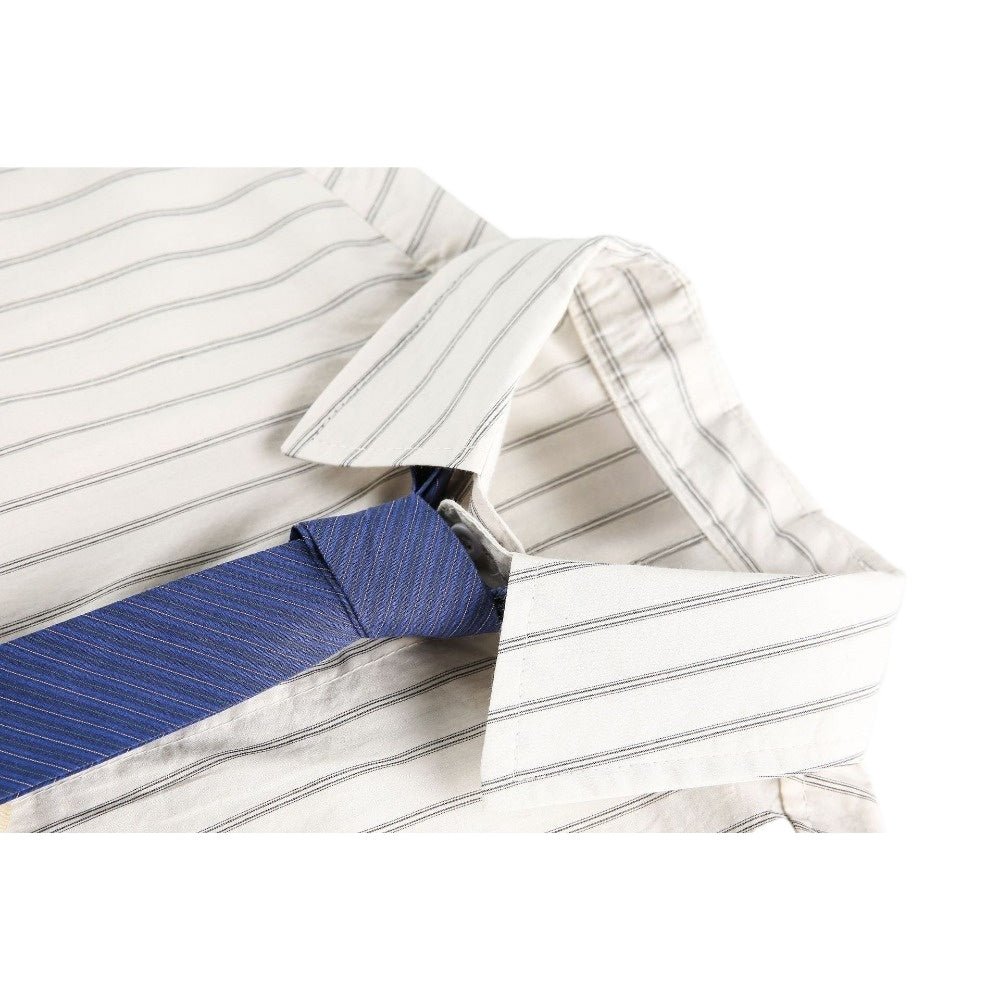 College Style Tie Medal Striped Shirt - Thrashink