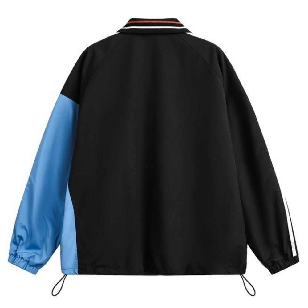 Color - block Striped Sports Jacket - Thrashink