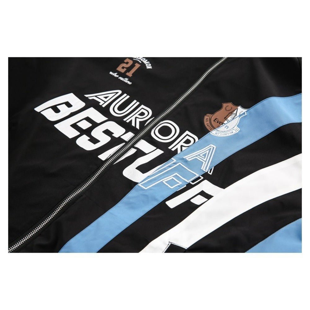 Color - block Striped Sports Jacket - Thrashink