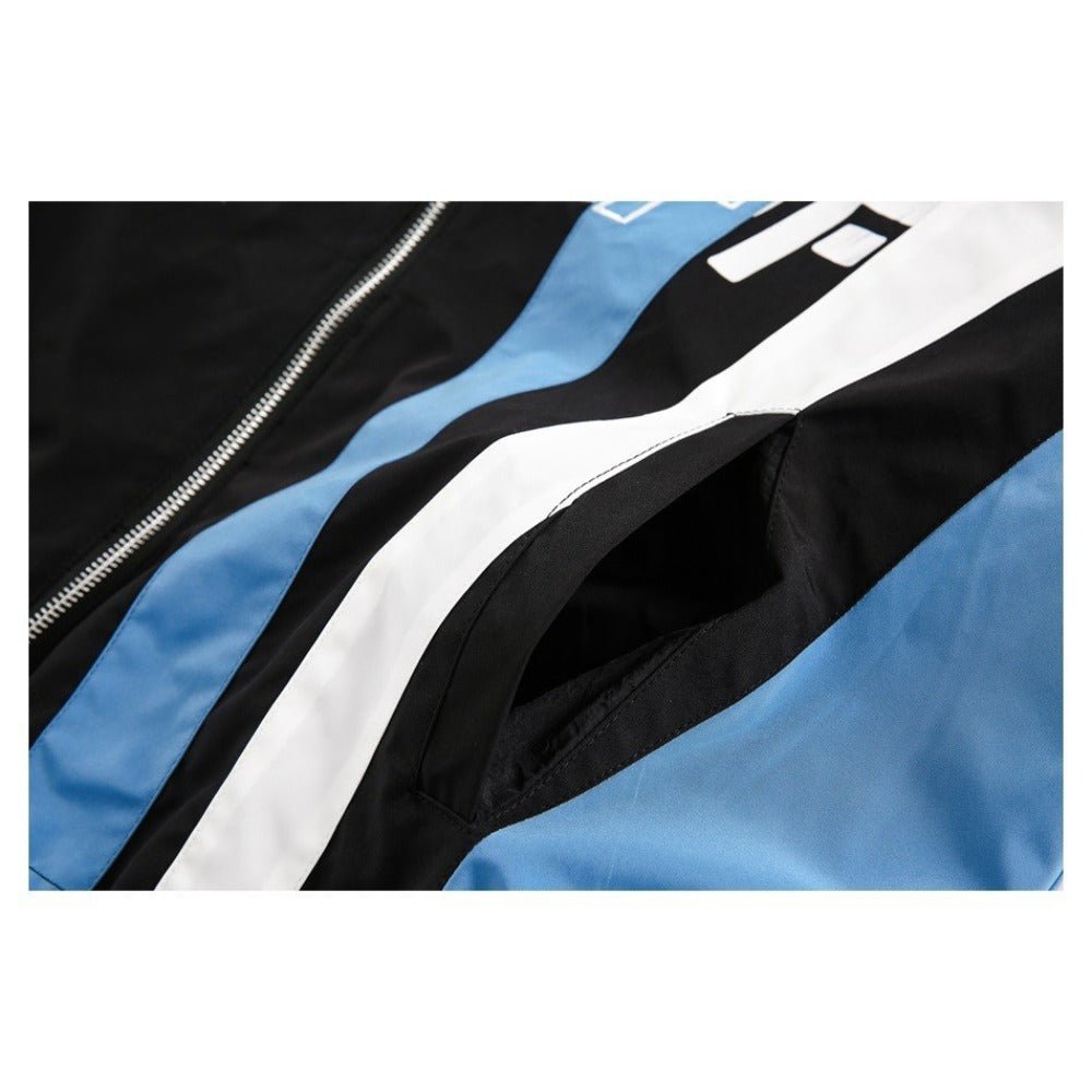Color - block Striped Sports Jacket - Thrashink