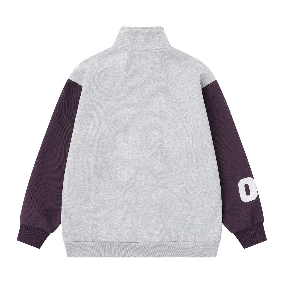 Colorblock Stand - up Collar Sports Sweatshirt - Thrashink