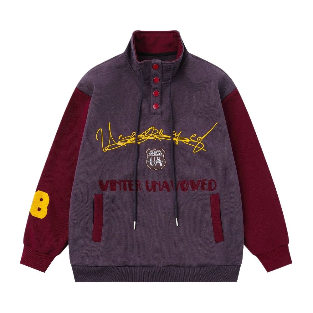 Colorblock Stand - up Collar Sports Sweatshirt - Thrashink