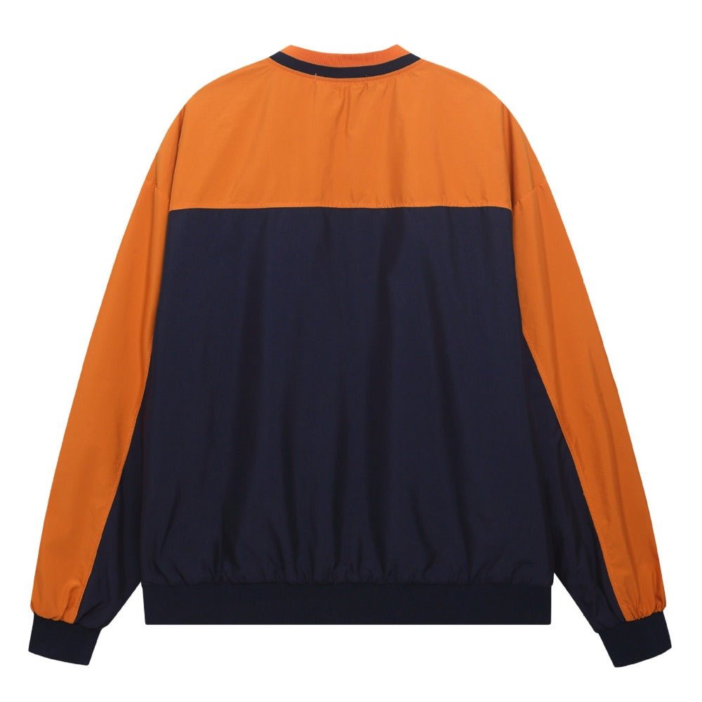 Colorblock V - neck Baseball Sweatshirt - Thrashink