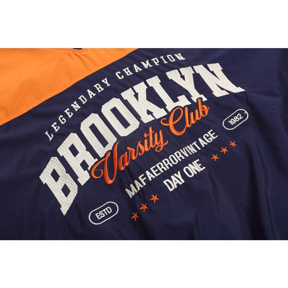 Colorblock V - neck Baseball Sweatshirt - Thrashink