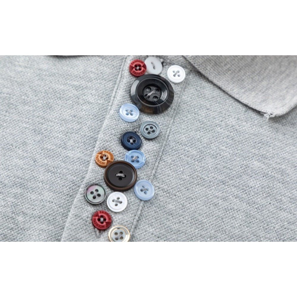 Colorful Button Accent Polo Shirt - Thrashink