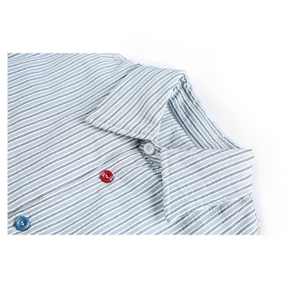 Colorful Button Vertical Striped Cotton Jacket - Thrashink