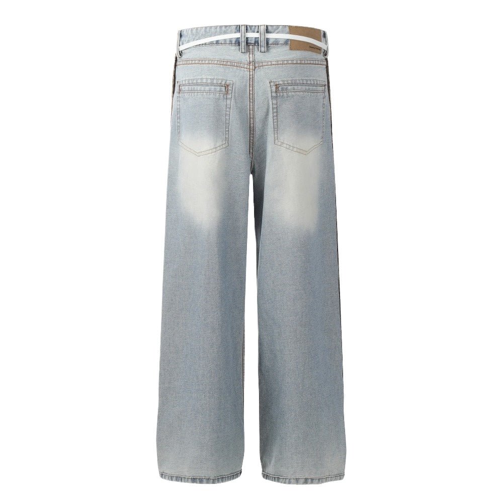 Contrast Patchwork Pockets Streetwear Jeans - Thrashink