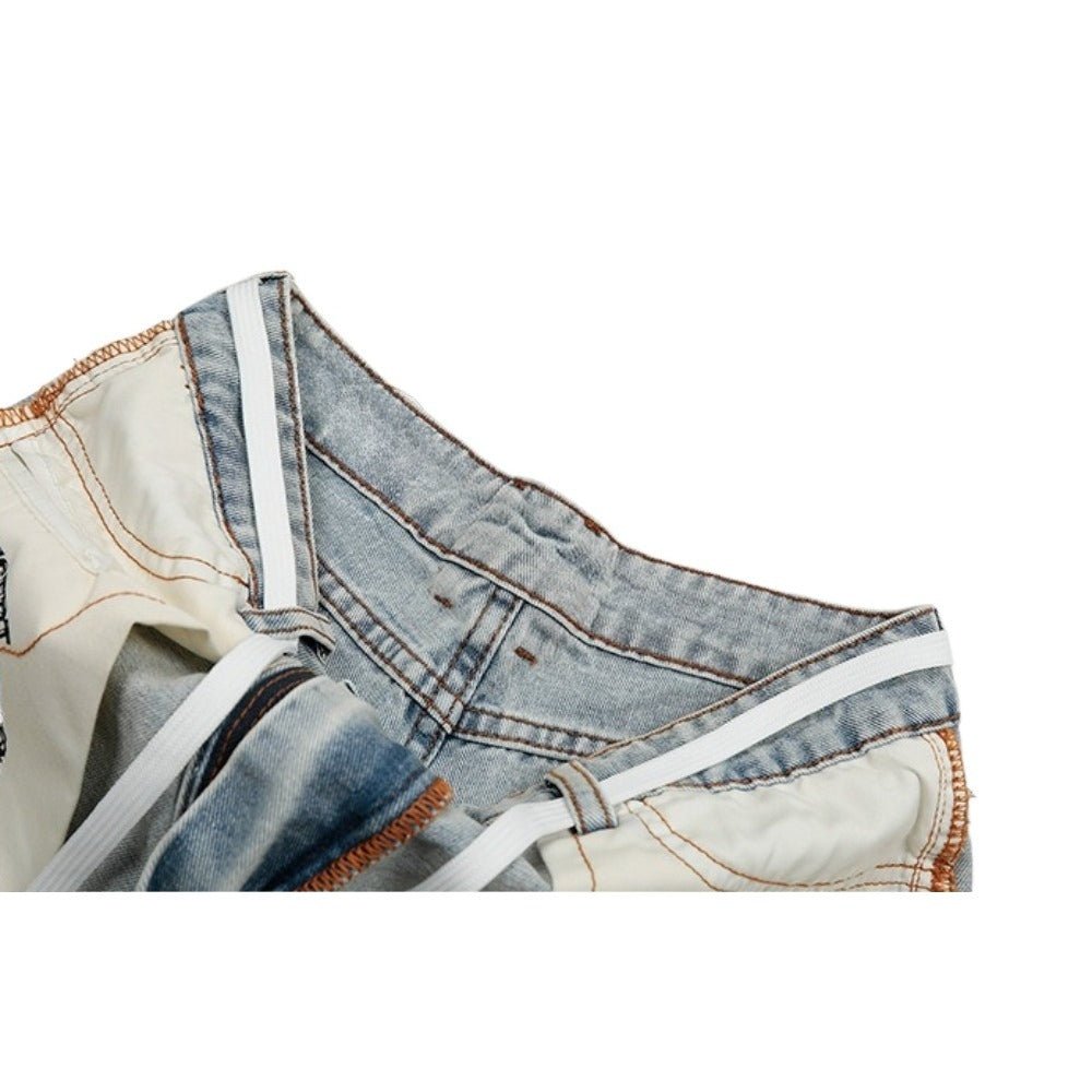Contrast Patchwork Pockets Streetwear Jeans - Thrashink