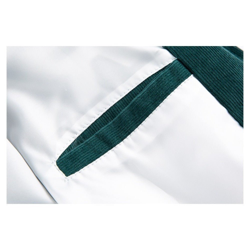 Corduroy Embroidered Varsity Jacket - Thrashink