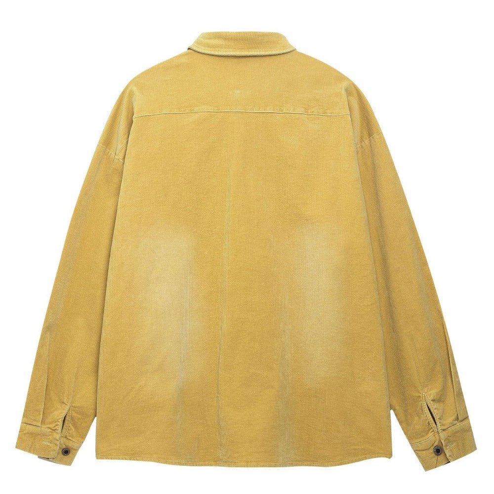 Corduroy Rose Embroidered Loose Shirt - Thrashink