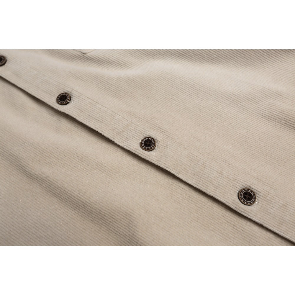 Corduroy Rose Embroidered Loose Shirt - Thrashink