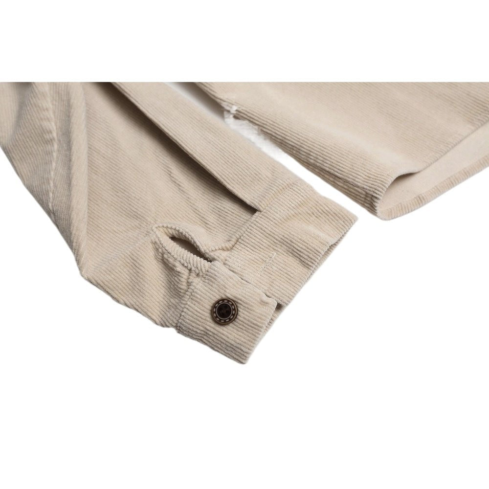 Corduroy Rose Embroidered Loose Shirt - Thrashink