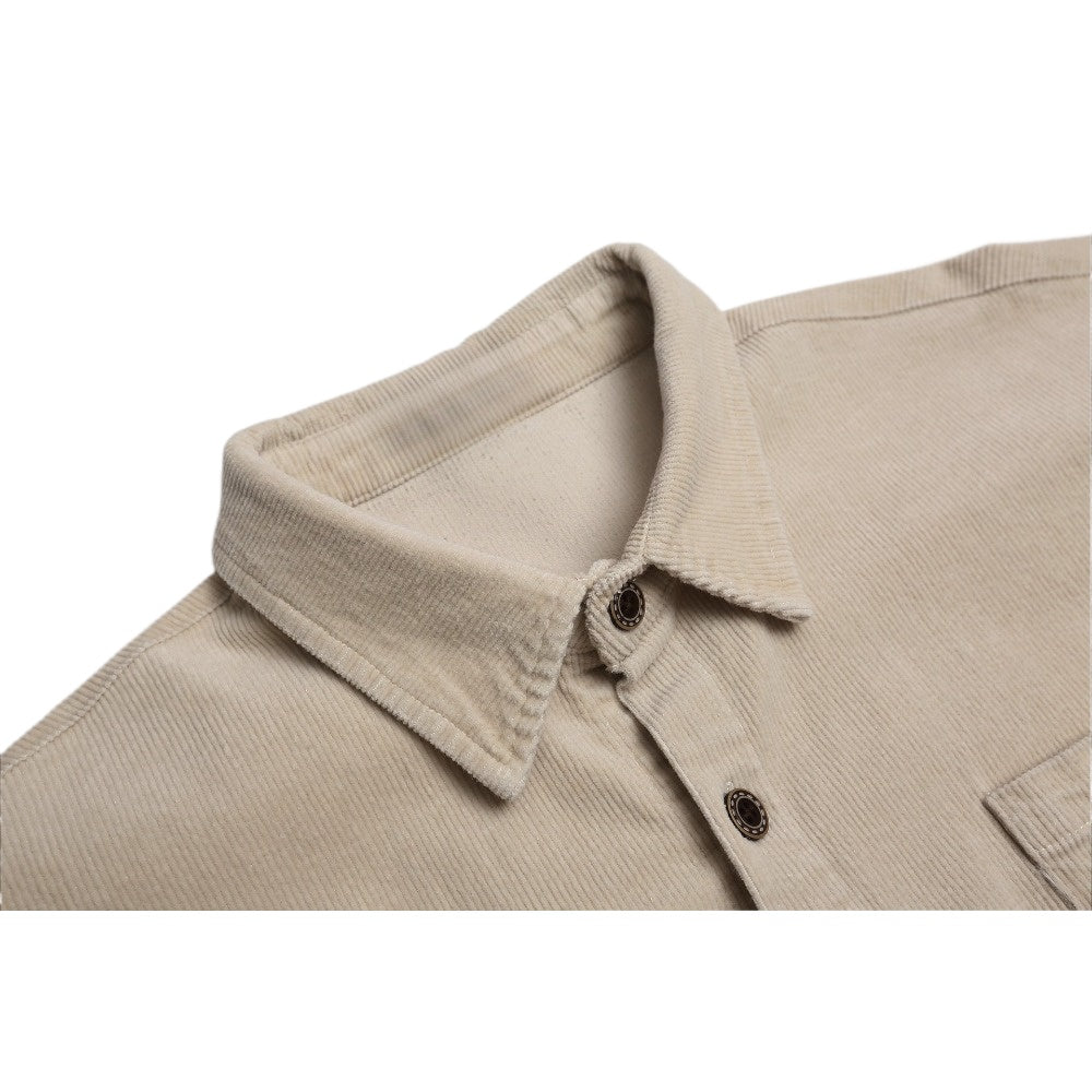 Corduroy Rose Embroidered Loose Shirt - Thrashink