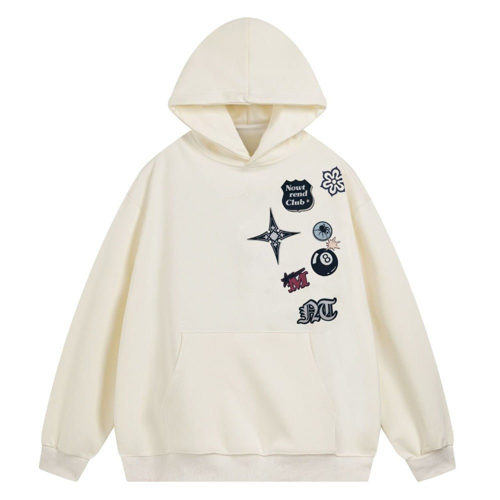 Creative Badge Graphic Hoodie - Thrashink