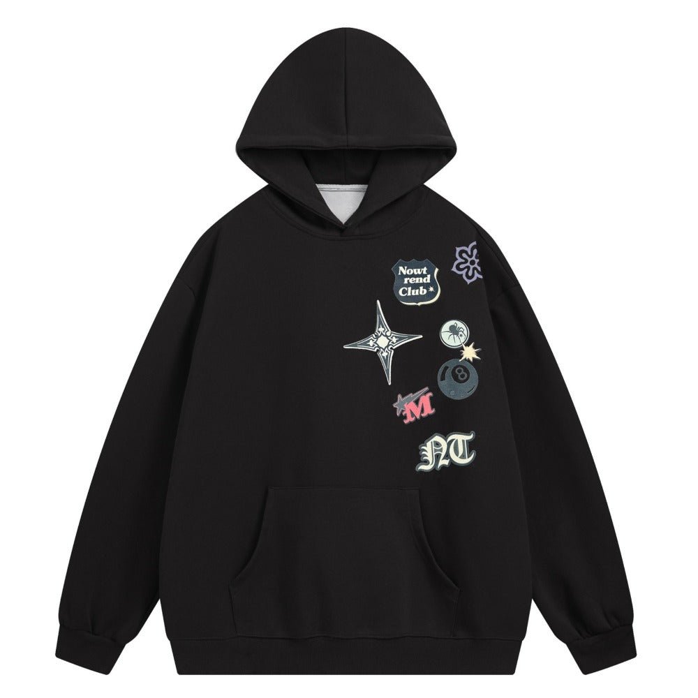 Creative Badge Graphic Hoodie - Thrashink