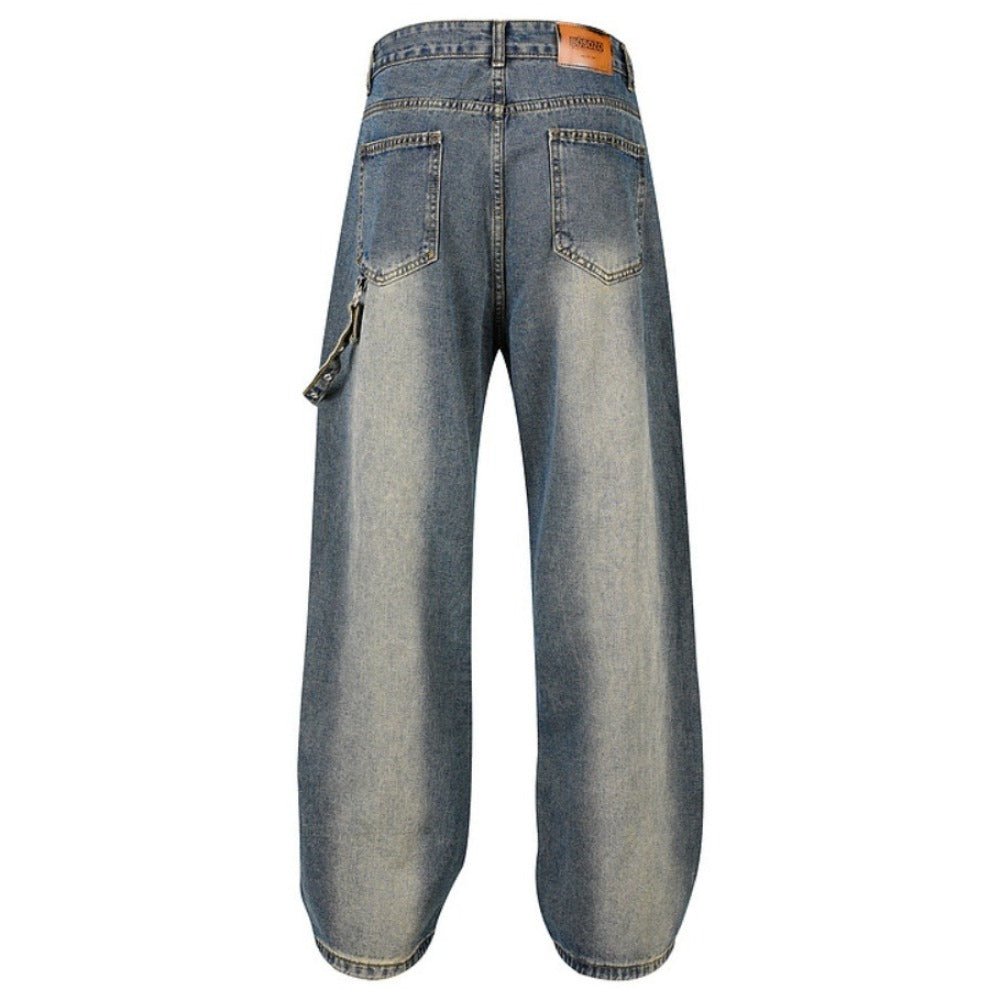 Creative Paneled Washed Wide - Leg Jeans - Thrashink